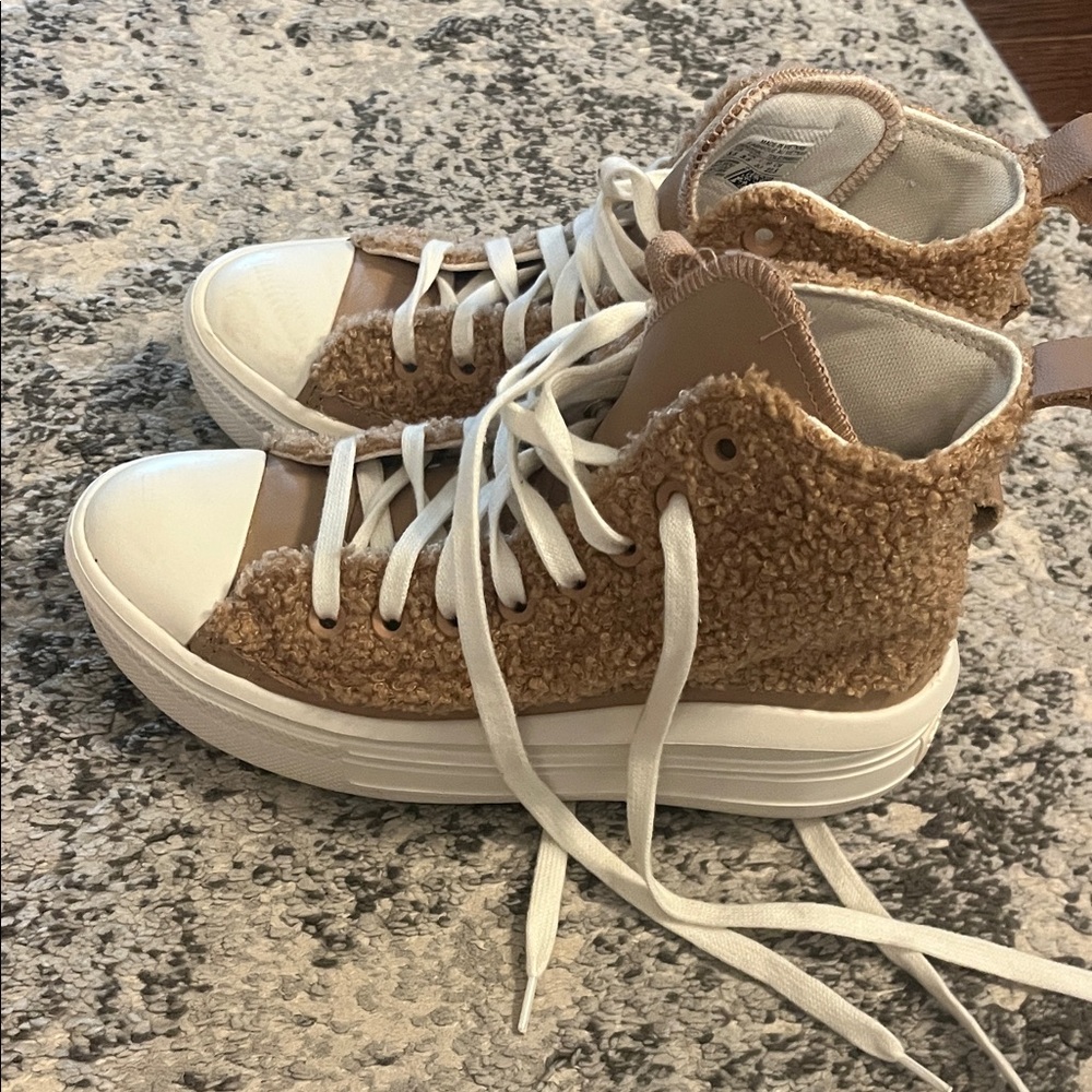 Converse Kids High-Top Sneakers in Tan and White